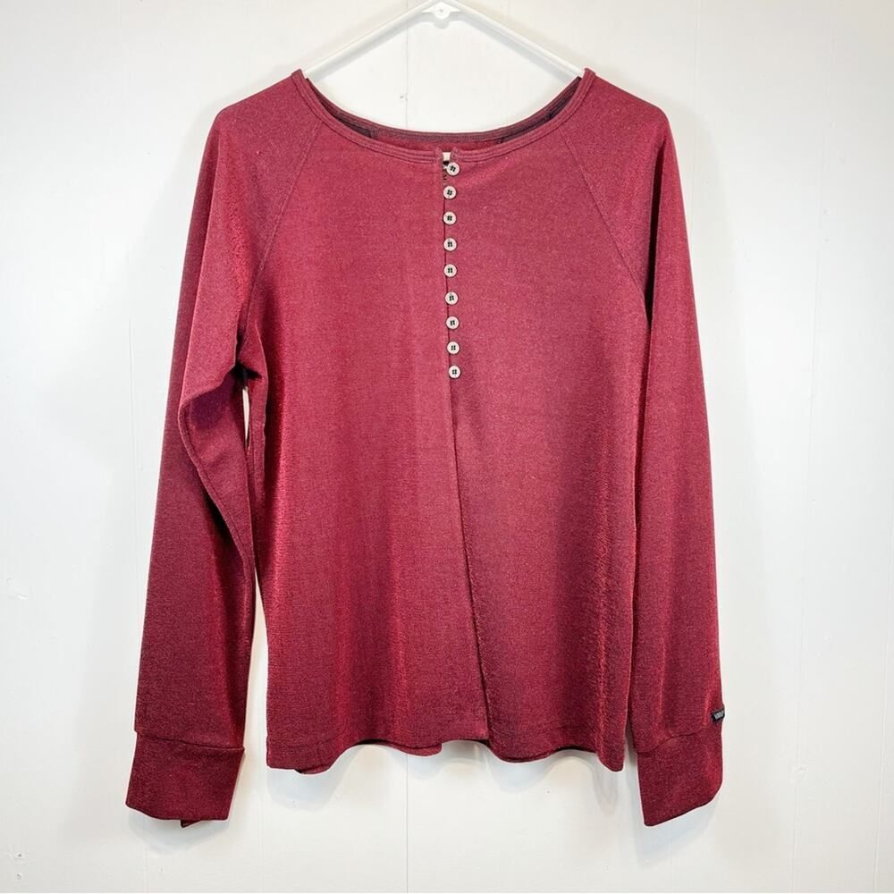 Harley-Davidson Red Shimmer Open Fly Away Front Button Blouse Size Woman's Large